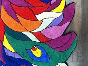 Peacock Feather Wool Area Rug – Hand-Tufted Colorful Boho Artistic Carpet for Home - Alef home