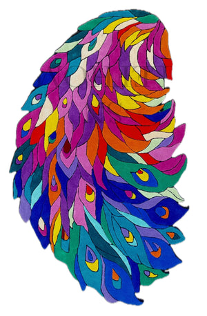 Handmade Peacock Design Wool Rug – Artistic Hand Tufted Rug For Living Room - Alef home