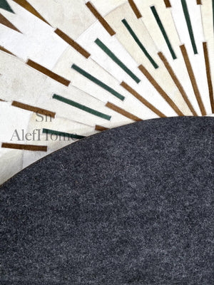 Round Cowhide Patchwork Rug – Handmade Hair-On Leather Area Carpet for Modern Home Décor - Alef home
