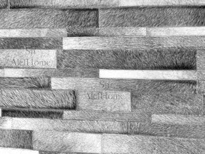 Grey Cowhide Patchwork Area Rug – Handmade Hair-On Leather Carpet for Modern Home Room Decor - Alef home
