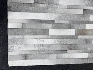 Grey Cowhide Patchwork Area Rug – Handmade Hair-On Leather Carpet for Modern Home Room Decor - Alef home