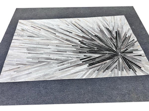 Handmade Starburst Cowhide Rug – Geometric Hair-On Leather Patchwork Carpet for Modern Living Room Decor - Alef home