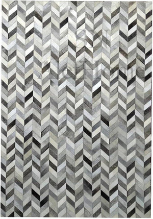 Handmade Chevron Cowhide Rug: Modern Patchwork Leather Area Carpet - Alef home