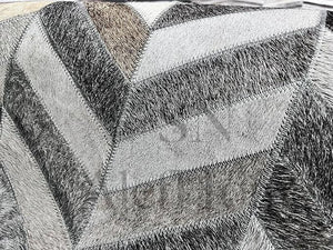Handmade Chevron Cowhide Rug: Modern Patchwork Leather Area Carpet - Alef home