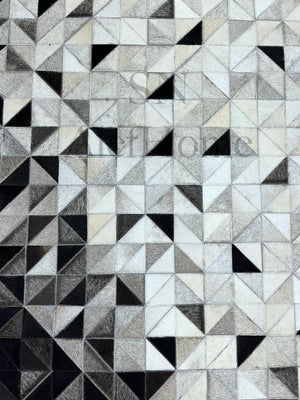 Modern Black & White Leather Rug – Handmade Hair-On Cowhide Patchwork Carpet for Home - Alef home