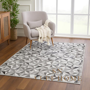 Modern Grey Cowhide Patchwork Rug: Hair-On Leather Design - Alef home