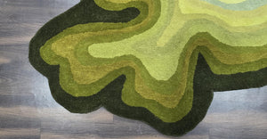 Hand-Tufted Green Wool Rug – Abstract Modern Design Carpet for Living Room - Alef home