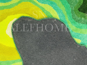 Hand-Tufted Wool Rug – Parrot Green Abstract Wavy Carpet for Modern Living Room Decor - Alef home