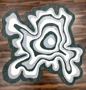 Hand-Tufted Wool Rug – Irregular Abstract Grey White Contour Carpet for Living Room Decor - Alef home