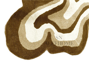 Hand-Tufted Wool Area Rug – Brown and Beige Abstract Modern Carpet for Living Room - Alef home