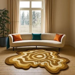 Hand-Tufted Wool Area Rug – Brown and Beige Abstract Modern Carpet for Living Room - Alef home