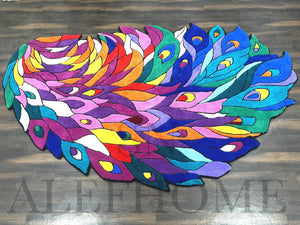 Handmade Peacock Design Wool Rug – Artistic Hand Tufted Rug For Living Room - Alef home