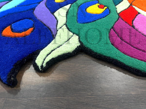 Handmade Peacock Design Wool Rug – Artistic Hand Tufted Rug For Living Room - Alef home