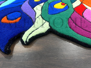 Hand-Tufted Wool Peacock Feather Rug: Boho Living Room Carpet - Alef home