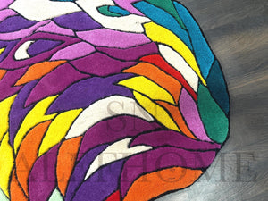 Hand-Tufted Wool Peacock Feather Rug: Boho Living Room Carpet - Alef home