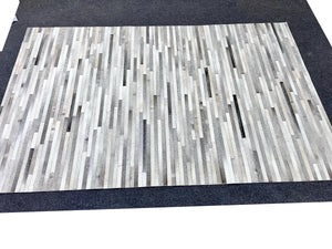 Modern Striped Cowhide Rug – Handmade Hair-On Leather Patchwork Carpet for Living Room Décor - Alef home