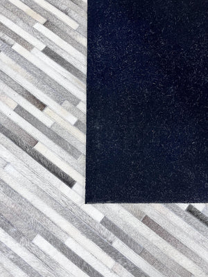 Modern Striped Cowhide Rug – Handmade Hair-On Leather Patchwork Carpet for Living Room Décor - Alef home