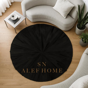 Handmade Black Cowhide Patchwork Rug: Hair-On Leather Carpet - Alef home