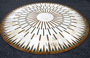Round Cowhide Patchwork Rug – Handmade Hair-On Leather Area Carpet for Modern Home Décor - Alef home