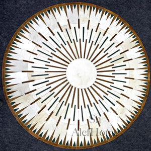 Round Cowhide Patchwork Rug – Handmade Hair-On Leather Area Carpet for Modern Home Décor - Alef home