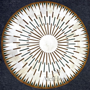 Handmade Cowhide Patchwork Rug: Round Hair-On Leather Carpet - Alef home