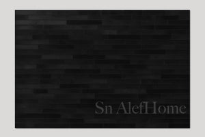 Black Leather Patchwork Rug – Handmade Hair-On Cowhide Carpet for Modern Living Room Décor - Alef home