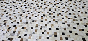 Checkerboard Cowhide Rug – Handmade Hair-On Leather Patchwork Carpet for Modern Room Décor - Alef home