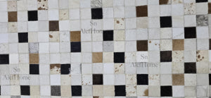 Multi Checkerboard Cowhide Rug – Handmade Hair-On Leather Patchwork Carpet for Modern Home Décor - Alef home