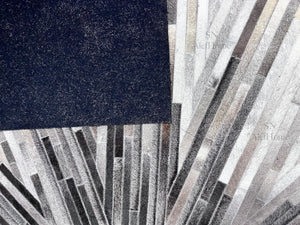 Handmade Starburst Cowhide Rug – Modern Geometric Hair-On Leather Patchwork Carpet for Home - Alef home