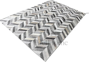 Handmade Chevron Cowhide Rug: Modern Patchwork Leather Area Carpet - Alef home