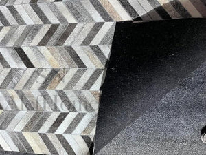 Handmade Chevron Cowhide Rug: Modern Patchwork Leather Area Carpet - Alef home