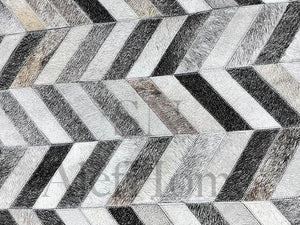 Handmade Chevron Cowhide Rug: Modern Patchwork Leather Area Carpet - Alef home