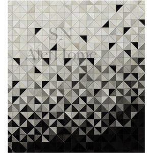 Black and White Cowhide Rug – Geometric Patchwork Hair-On Leather Carpet for Modern Home Decor - Alef home