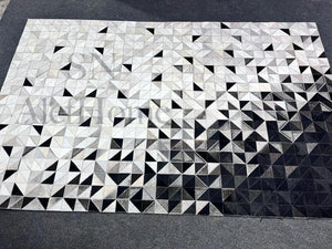 Modern Black & White Leather Rug – Handmade Hair-On Cowhide Patchwork Carpet for Home - Alef home