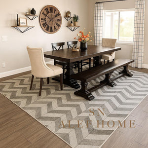 Chevron Cowhide Patchwork Rug: Modern Grey & White Leather, 8x10 ft