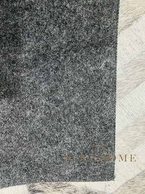 Chevron Cowhide Patchwork Rug: Modern Grey & White Leather, 8x10 ft - Alef home