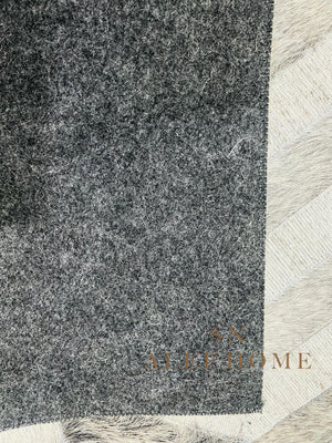 Chevron Cowhide Patchwork Rug: Modern Grey & White Leather, 8x10 ft