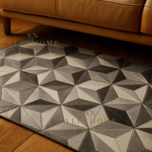 Modern Grey Cowhide Patchwork Rug: Hair-On Leather Design