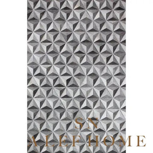 Modern Grey Cowhide Patchwork Rug: Hair-On Leather Design