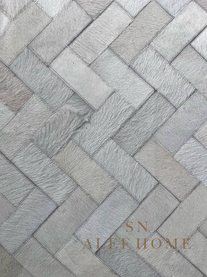 Handmade Ivory Cowhide Rug – Modern Scandinavian Leather Patchwork Carpet for Home Décor - Alef home