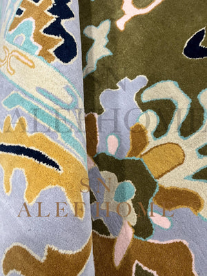 Hand-Tufted Oushak Wool Rug: Olive Green Pastel Boho Carpet - Alef home