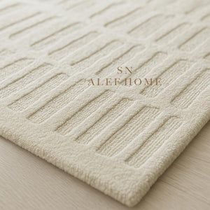 Handmade Ivory Wool Rug: Scandinavian Textured Cut & Loop Pile - Alef home