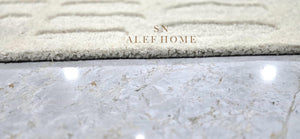 Handmade Ivory Wool Rug: Scandinavian Textured Cut & Loop Pile - Alef home