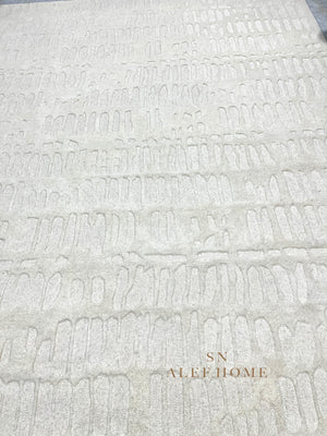 Handmade Ivory Wool Rug: Scandinavian Textured Cut & Loop Pile - Alef home