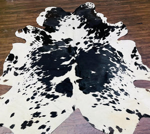 Black and White Cowhide Rug – Natural Hair-On Leather Patchwork Carpet, Ethically Sourced Décor - Alef home