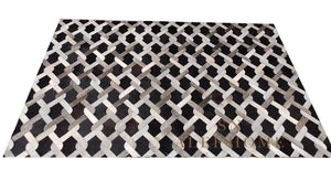 Handmade Cowhide Patchwork Rug: Rustic Farmhouse Leather Carpet