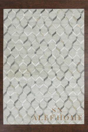 Handmade Geometric Cowhide Rug – Modern Hair-On Leather Patchwork Area Carpet for Home Décor - Alef home