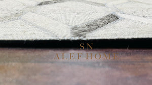 Handmade Geometric Cowhide Rug – Modern Hair-On Leather Patchwork Carpet for Living Room - Alef home