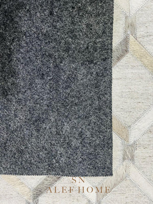 Handmade Geometric Cowhide Rug – Modern Hair-On Leather Patchwork Carpet for Living Room - Alef home