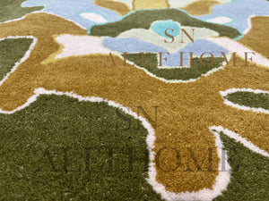 Hand-Tufted Oushak Wool Rug: Olive Green Pastel Boho Carpet - Alef home